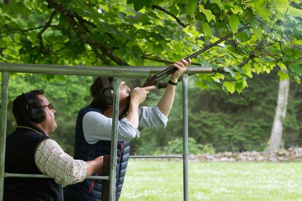 A colour photo of a guest enjoying clay pigeon shooting at the Edradynate clay pigeon shoot day May 2017 - Edradynate Estate, Perthshire - Luxury Country House and Sporting Estate for Rent in Scotland