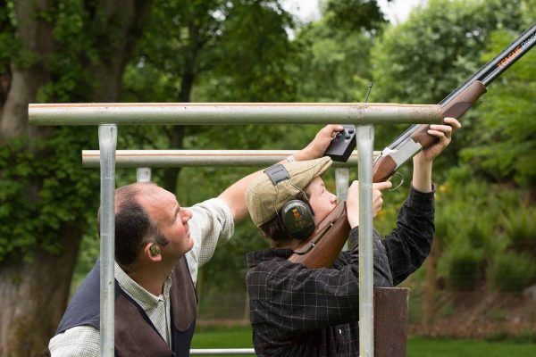 A colour photo of a guest enjoying clay pigeon shooting at the Edradynate clay pigeon shoot day May 2017 - Edradynate Estate, Perthshire - Luxury Country House and Sporting Estate for Rent in Scotland