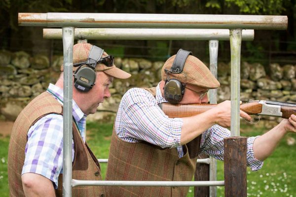 A colour photo of a guest enjoying clay pigeon shooting at the Edradynate clay pigeon shoot day May 2017 - Edradynate Estate, Perthshire - Luxury Country House and Sporting Estate for Rent in Scotland