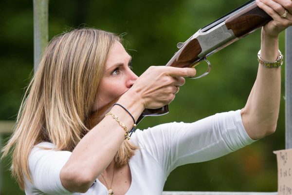 A colour photo of a guest enjoying clay pigeon shooting at the Edradynate clay pigeon shoot day May 2017 - Edradynate Estate, Perthshire - Luxury Country House and Sporting Estate for Rent in Scotland