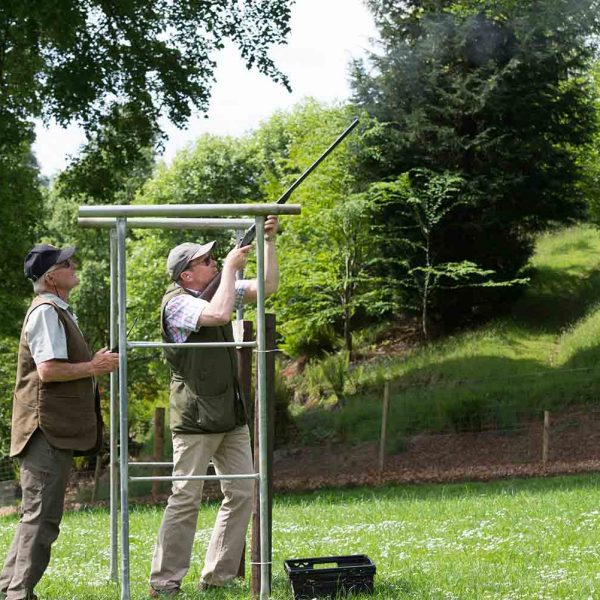 A colour photo of a guest enjoying clay pigeon shooting at the Edradynate clay pigeon shoot day May 2017 - Edradynate Estate, Perthshire - Luxury Country House and Sporting Estate for Rent in Scotland