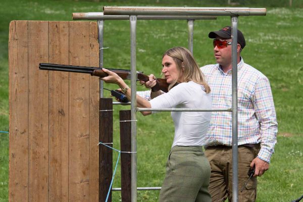 A colour photo of a guest enjoying clay pigeon shooting at the Edradynate clay pigeon shoot day May 2017 - Edradynate Estate, Perthshire - Luxury Country House and Sporting Estate for Rent in Scotland