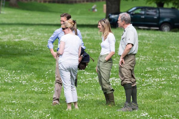 A colour image of guests socialising at the Edradynate May 2017 clay pigeon shoot day - Edradynate Estate, Perthshire - Luxury Country House and Sporting Estate for Rent in Scotland