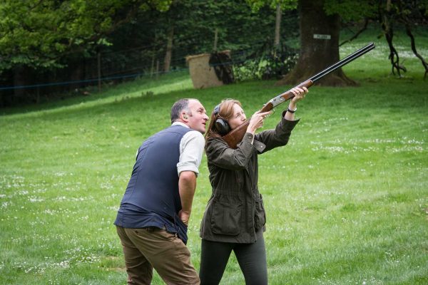 An image of Vicki Smith Housekeeper with Ian Smith Headkeeper, clay pigeon shooting at the Edradynate May 2017 shoot day - Edradynate Estate, Perthshire - Luxury Country House and Sporting Estate for Rent in Scotland