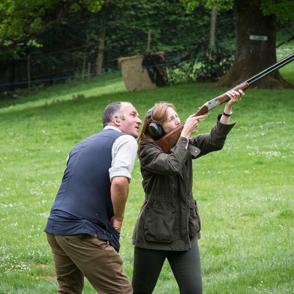 An image of Vicki Smith Housekeeper with Ian Smith Headkeeper, clay pigeon shooting at the Edradynate May 2017 shoot day - Edradynate Estate, Perthshire - Luxury Country House and Sporting Estate for Rent in Scotland
