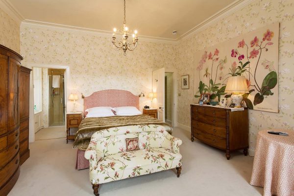 An image of the recently decorated master bedroom with ensuite at Edradynate Country House and Sporting Estate Scotland,