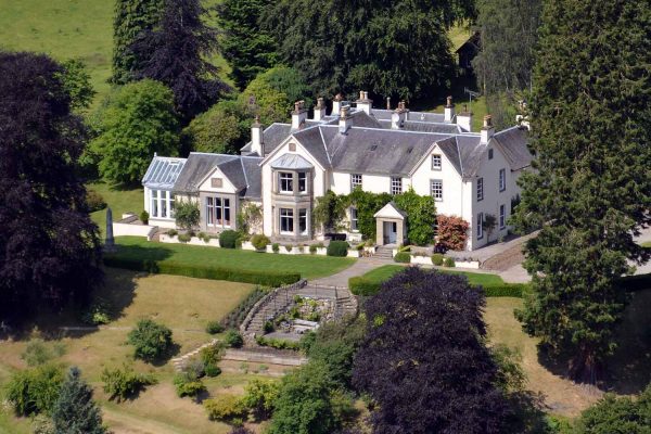 A colour aerial view of Edradynate Country House and Sporting Estate Perthsire